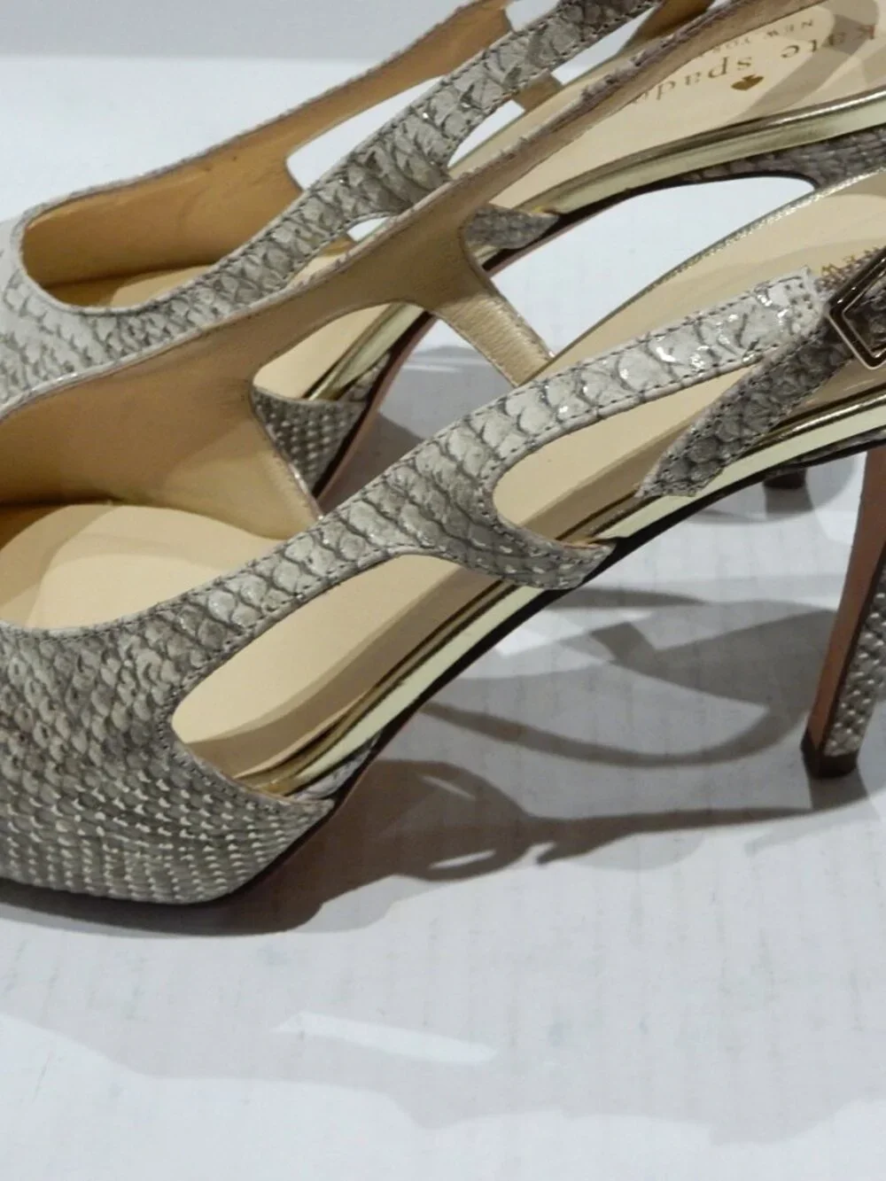 Kate Spade NY Metallic Python Embossed Slingbacks in 7 1/2B